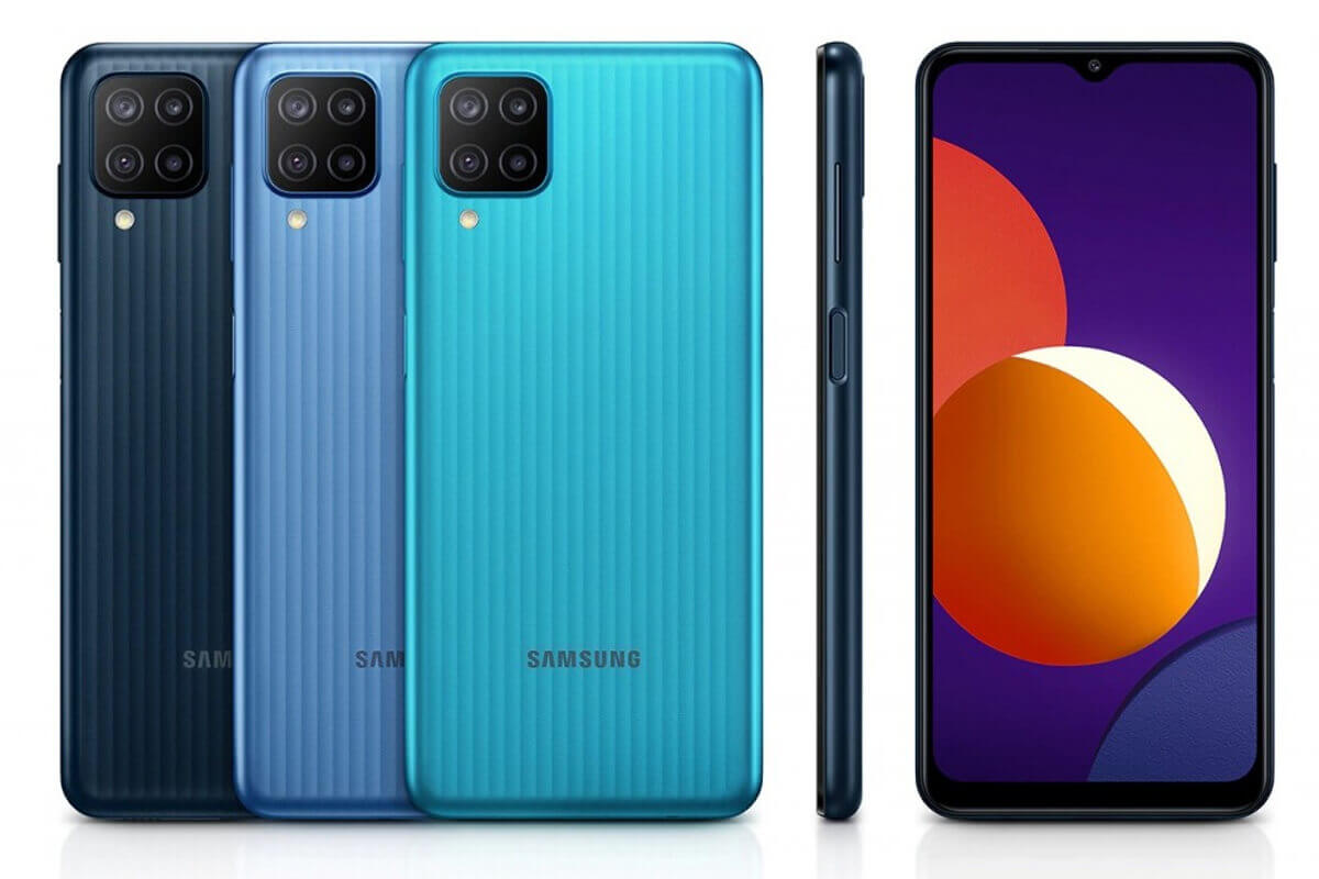 いかにも強そうなボディーデザインのGalaxy M12。バッテリーも6000mAhを搭載